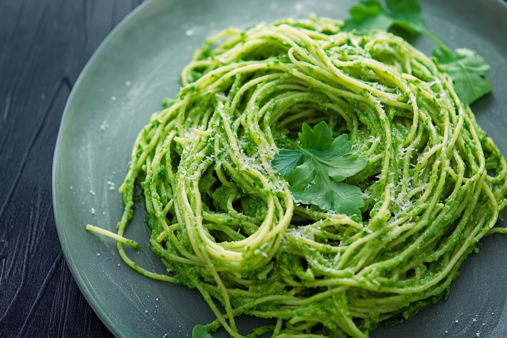 green spaghetti