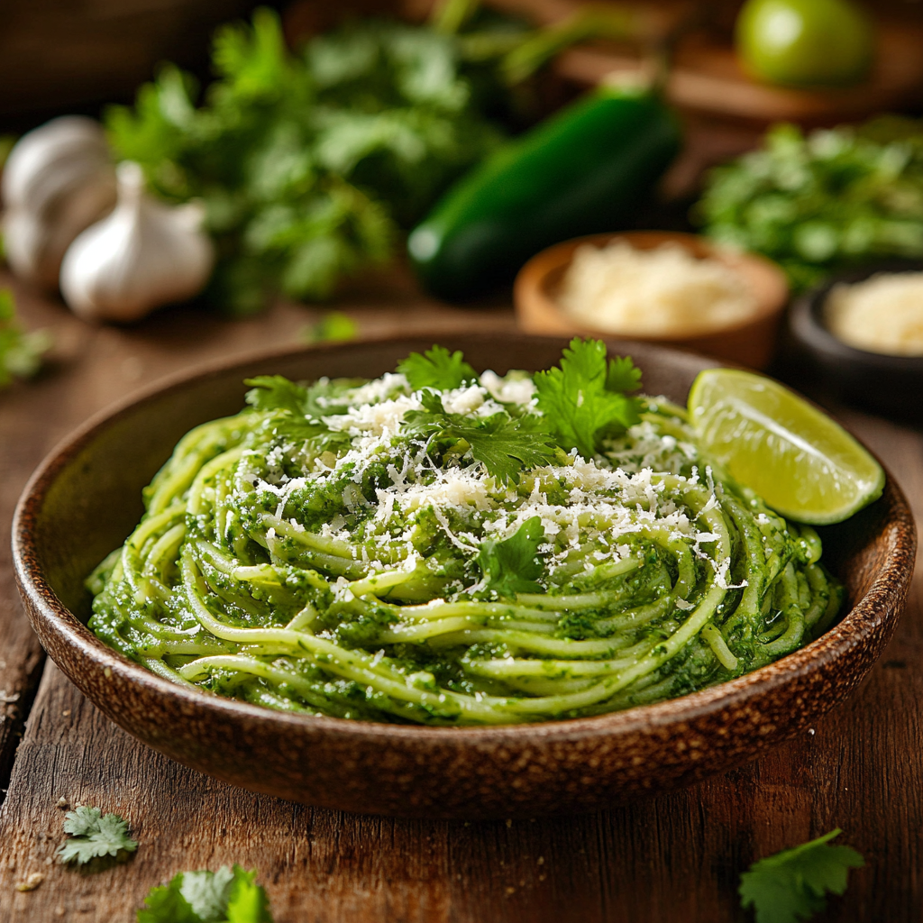 What is green spaghetti made of?