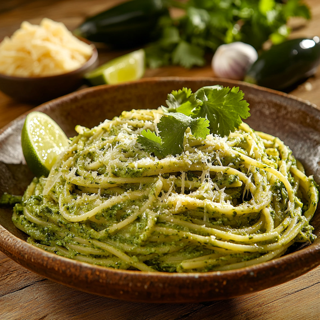 What is green spaghetti made of?