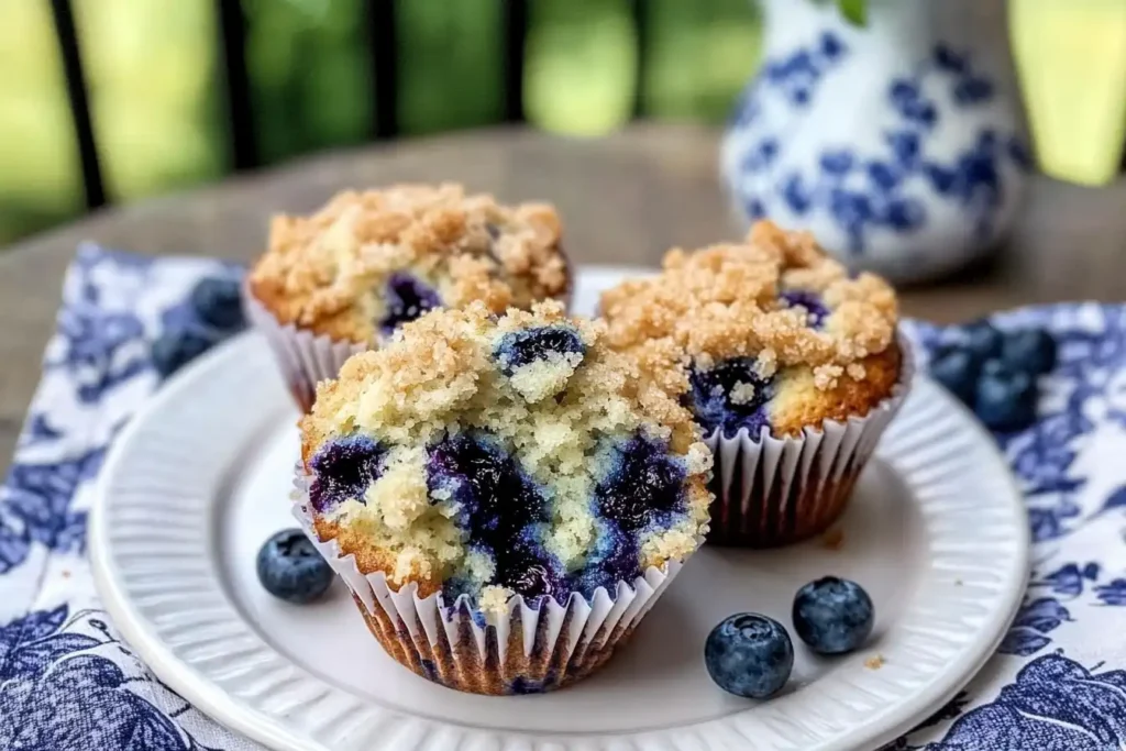 Soft Blueberry Muffins with a Crunchy Streusel