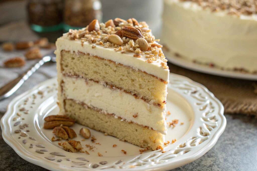 White German Chocolate Cake with Coconut-Pecan Filling