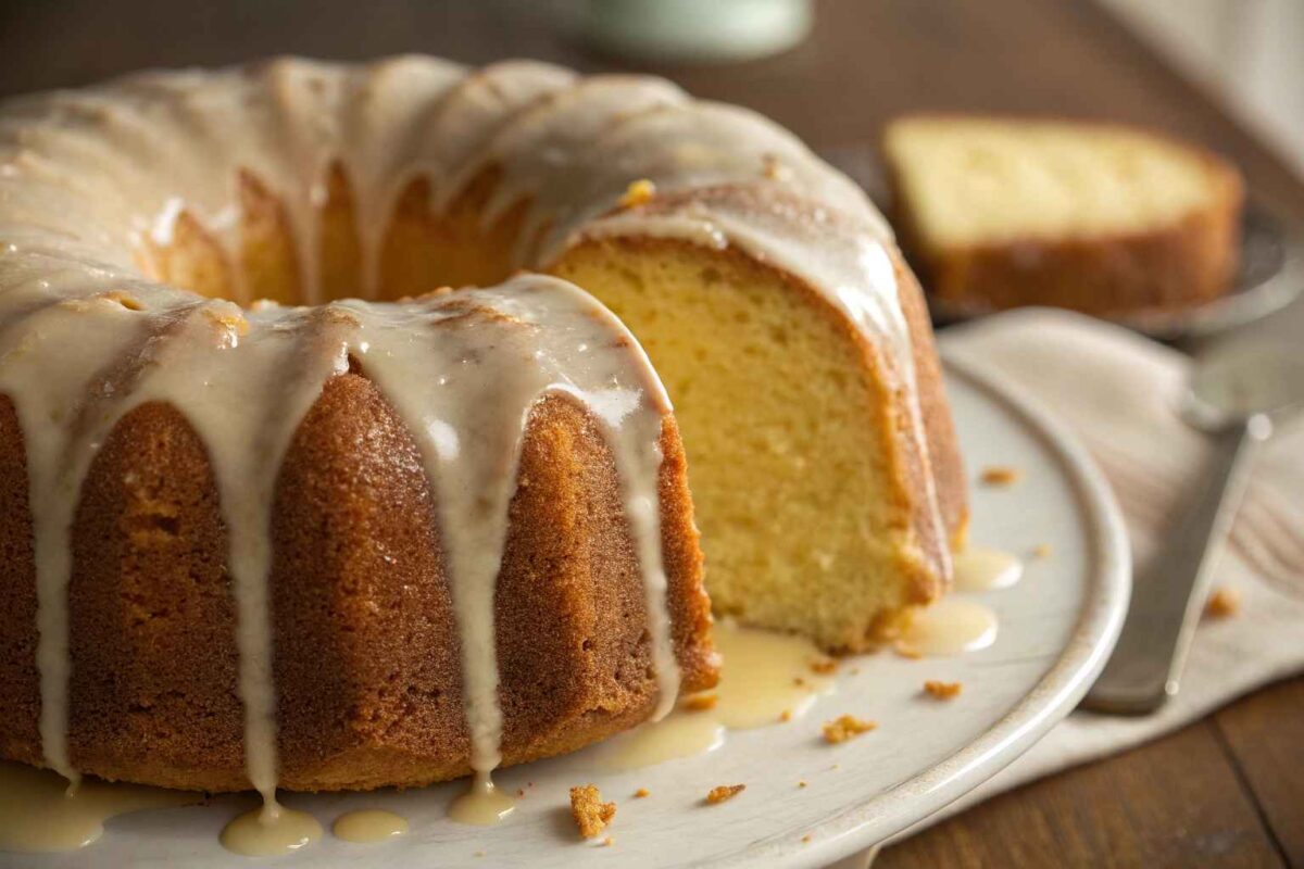 Vanilla Buttermilk Pound Cake with Cream Cheese Glaze